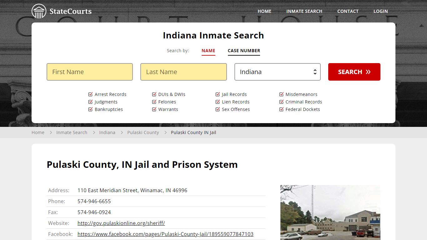 Pulaski County IN Jail Inmate Records Search, Indiana - StateCourts